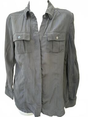 WHBM Silk Utility Blouse Black Size 4